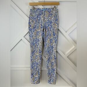 J. McLaughlin Watercolor Print Slim Fit Mid Rise Jeans Size 0